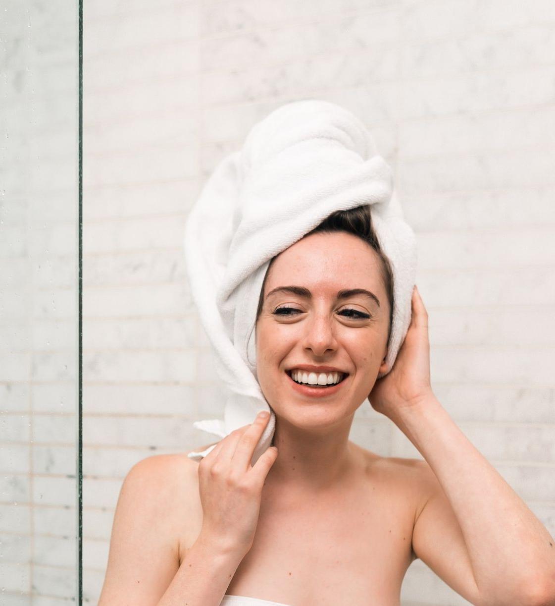 woman inside bathroom